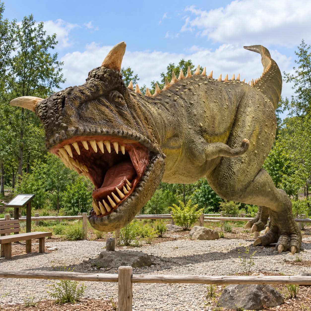 Dinozaur Carnotaurus z laminatu, rogaty drapieżnik do parku dinozaurów 640 cm