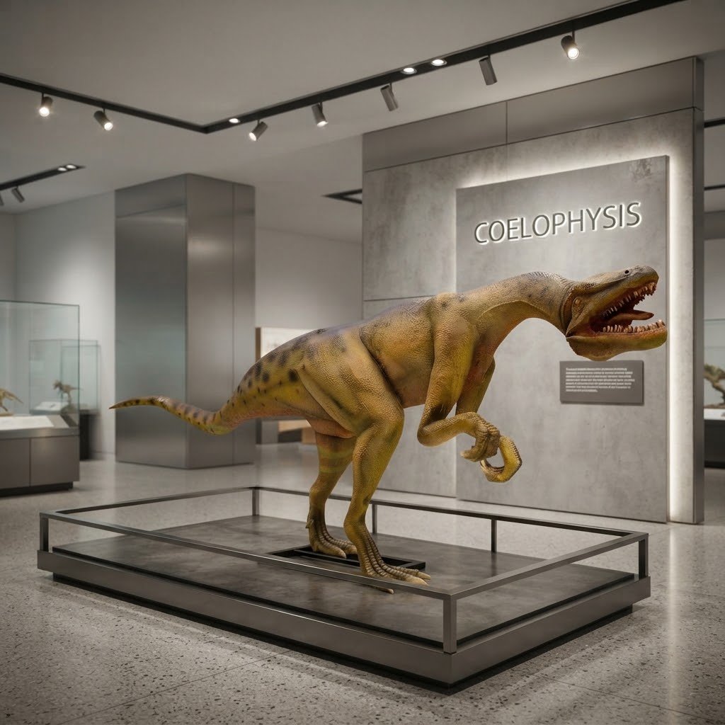 Ekspozycyjna figura dinozaura Coelophysis do muzeum i parku edukacyjnego 270 cm