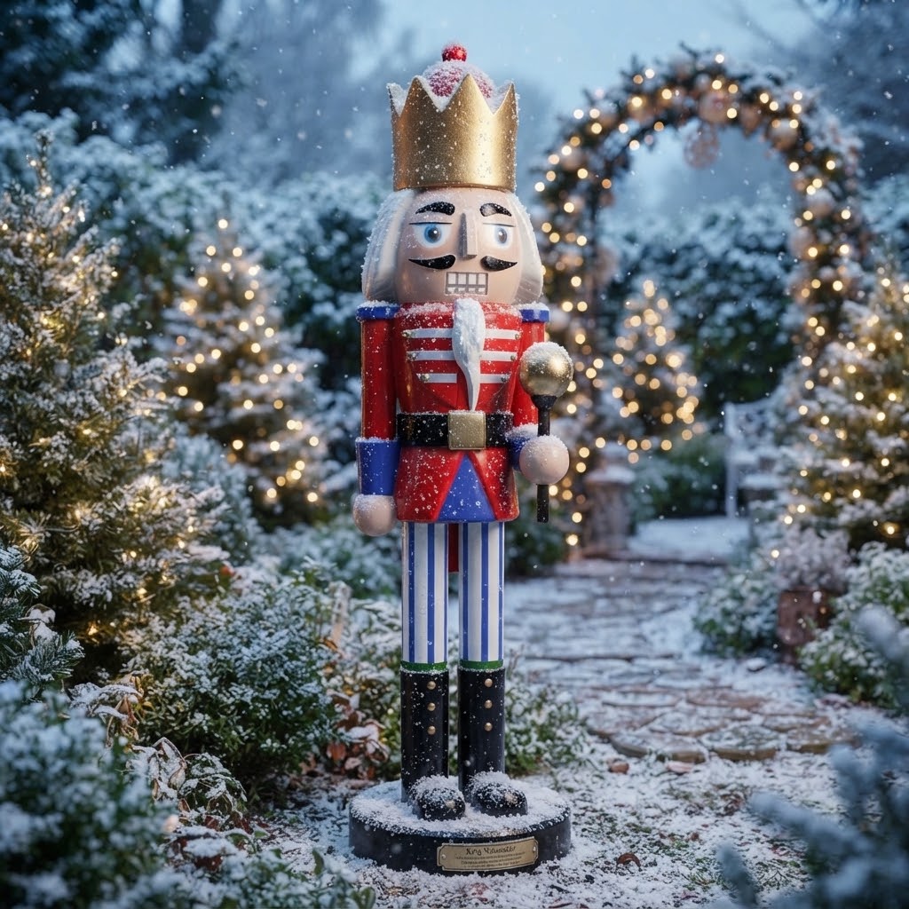 Bożonarodzeniowa figura dziadka do orzechów - króla z koroną do ogrodu i alejki 142 cm