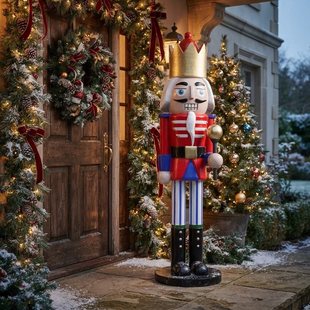 Bożonarodzeniowa figura dziadka do orzechów z koroną i berłem  200 cm