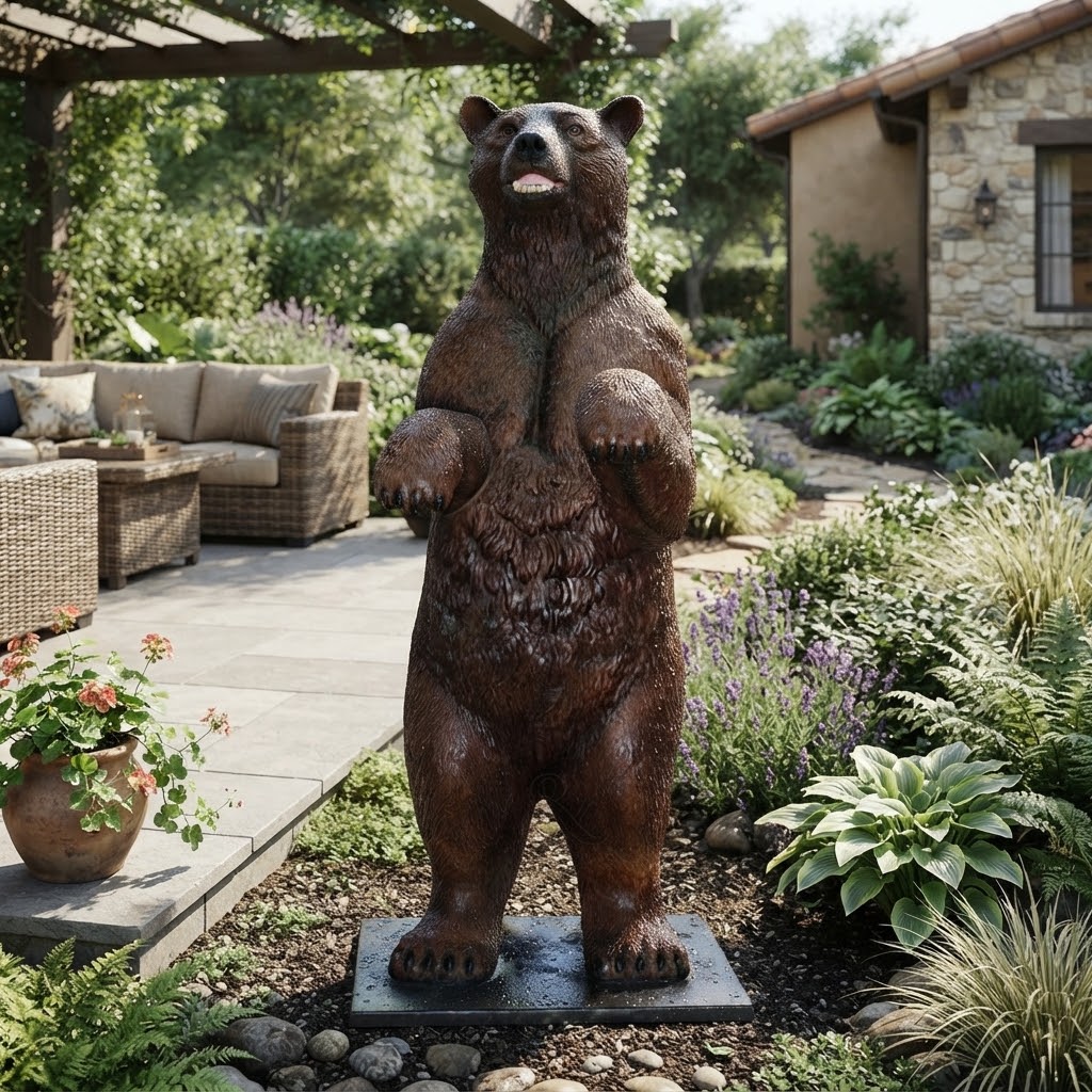 Figura ogrodowa niedźwiedzia stojącego do ogrodu i patio 170 cm