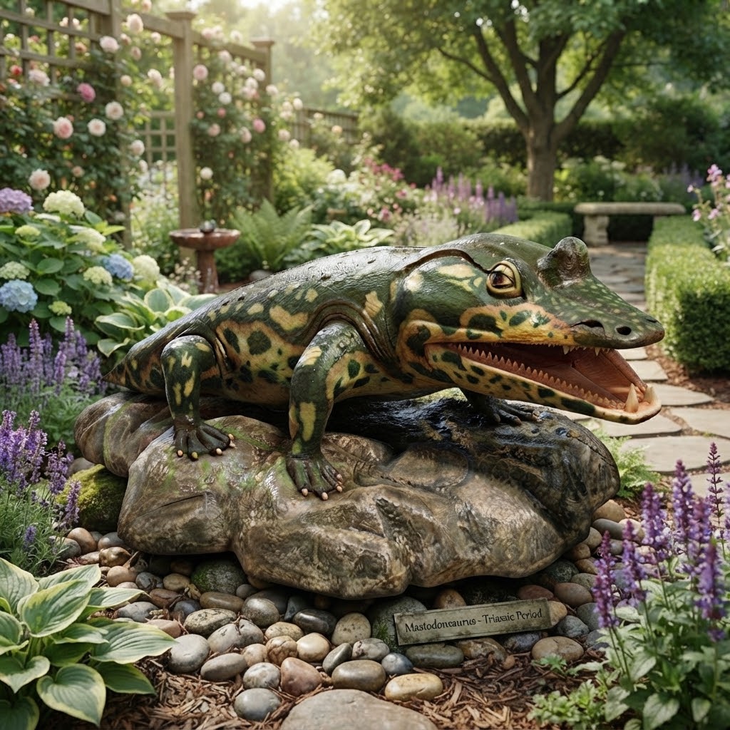 Realistyczna figura Mastodonsaurus do ogrodu i parku edukacyjnego 240 cm