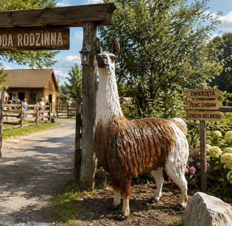 Naturalnej wielkości figura Lama do mini ZOO i zagrody edukacyjnej 205cm