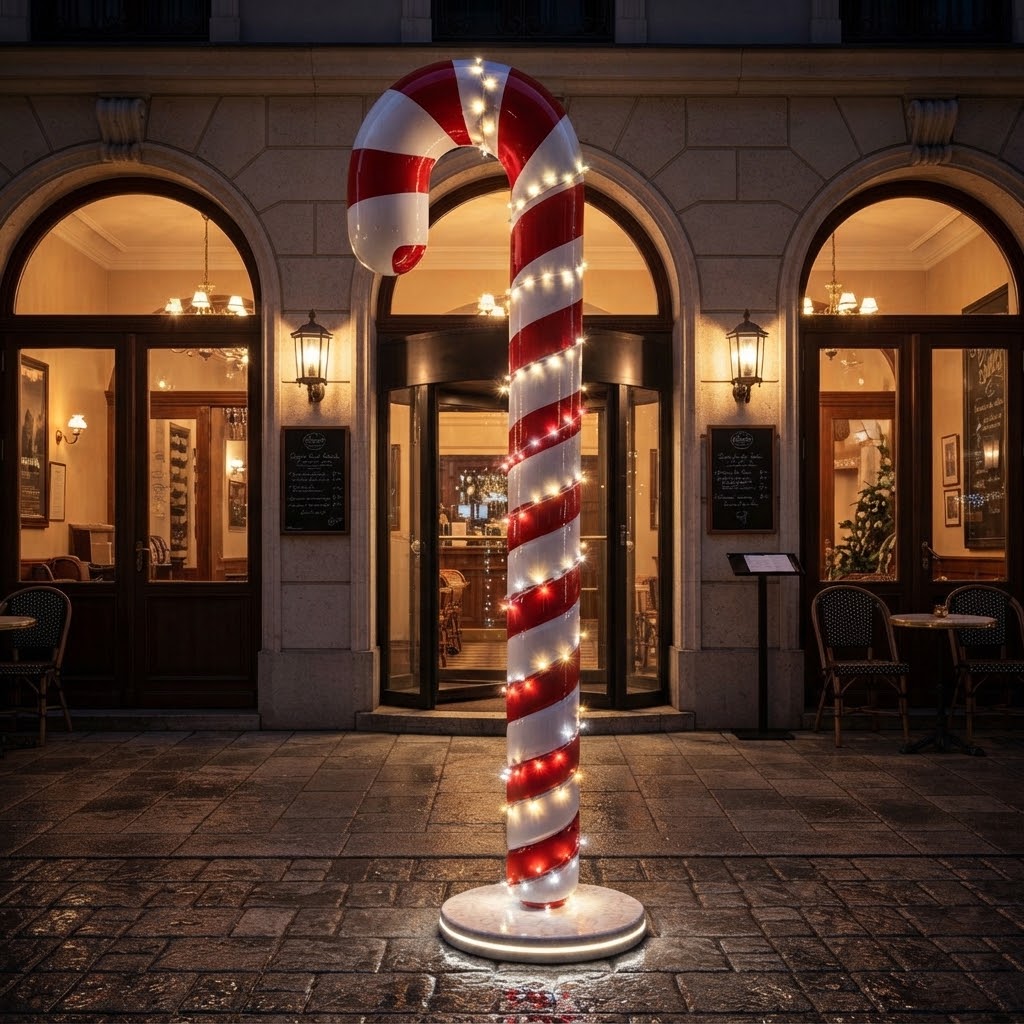 Gigantyczna figura świątecznej laski cukierkowej do centrum miasta i wejścia 230 cm