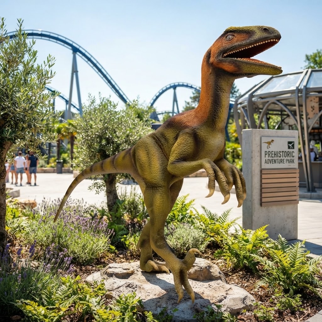 Gigantyczna figura dinozaura Deinonychus do parku rozrywki 400 cm