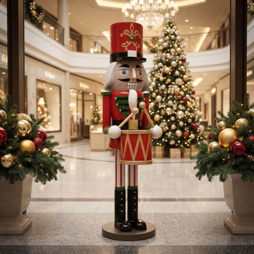 Bożonarodzeniowa figura dziadka do orzechów z bębnem  140 cm