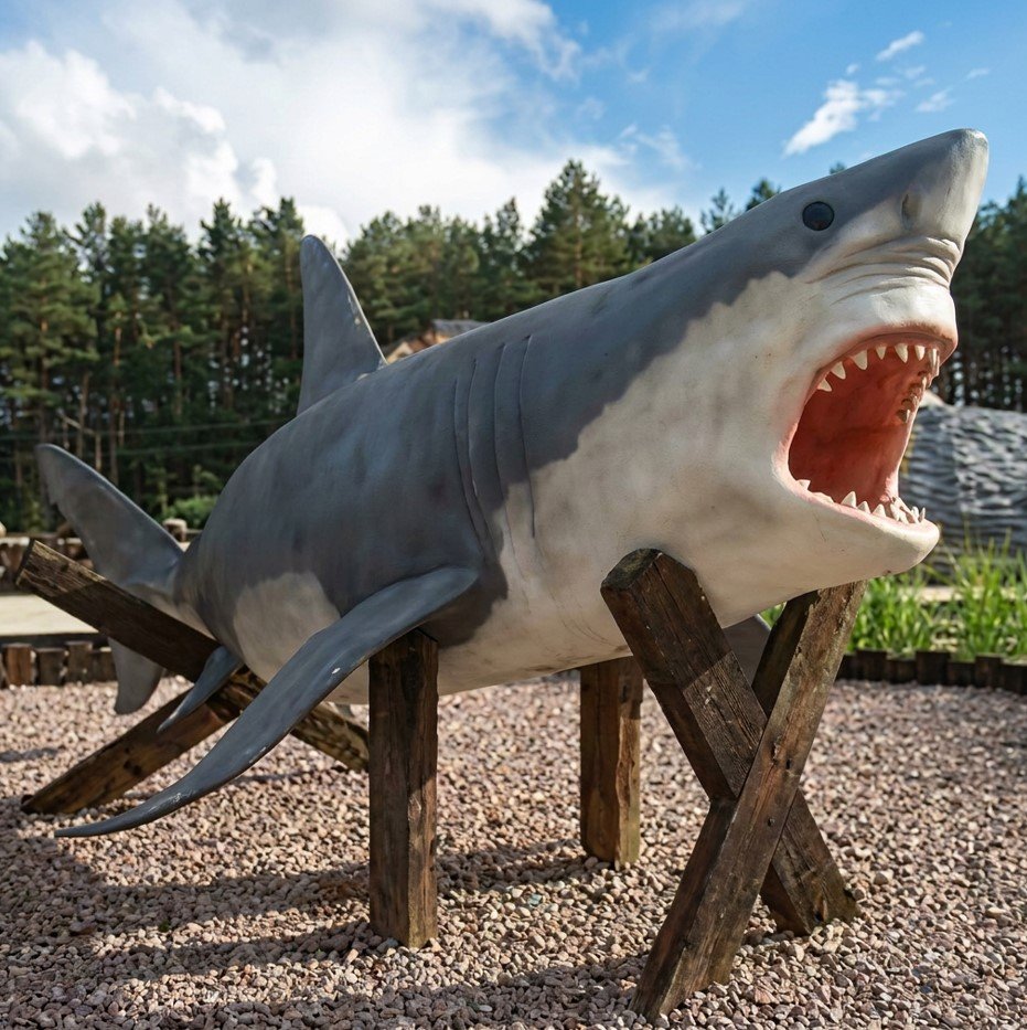 Naturalnej wielkości figura Rekin Żarłacz Biały do oceanarium 700cm