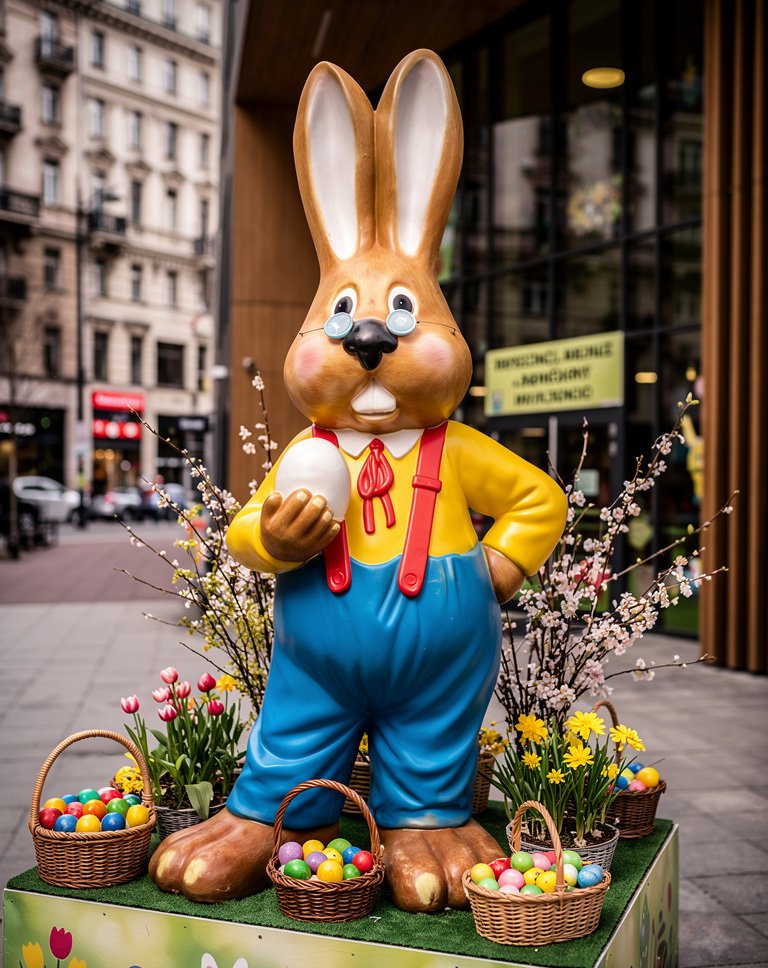 Figura wielkanocna Zając z jajkiem do galerii 200cm