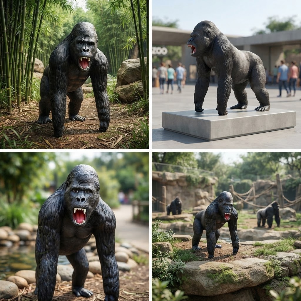Muskularna figura goryla do ogrodu zoologicznego i parku 130 cm