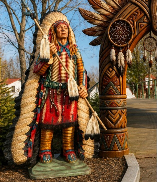 Naturalnej wielkości figura wodza Indian do parku rozrywki 190 cm