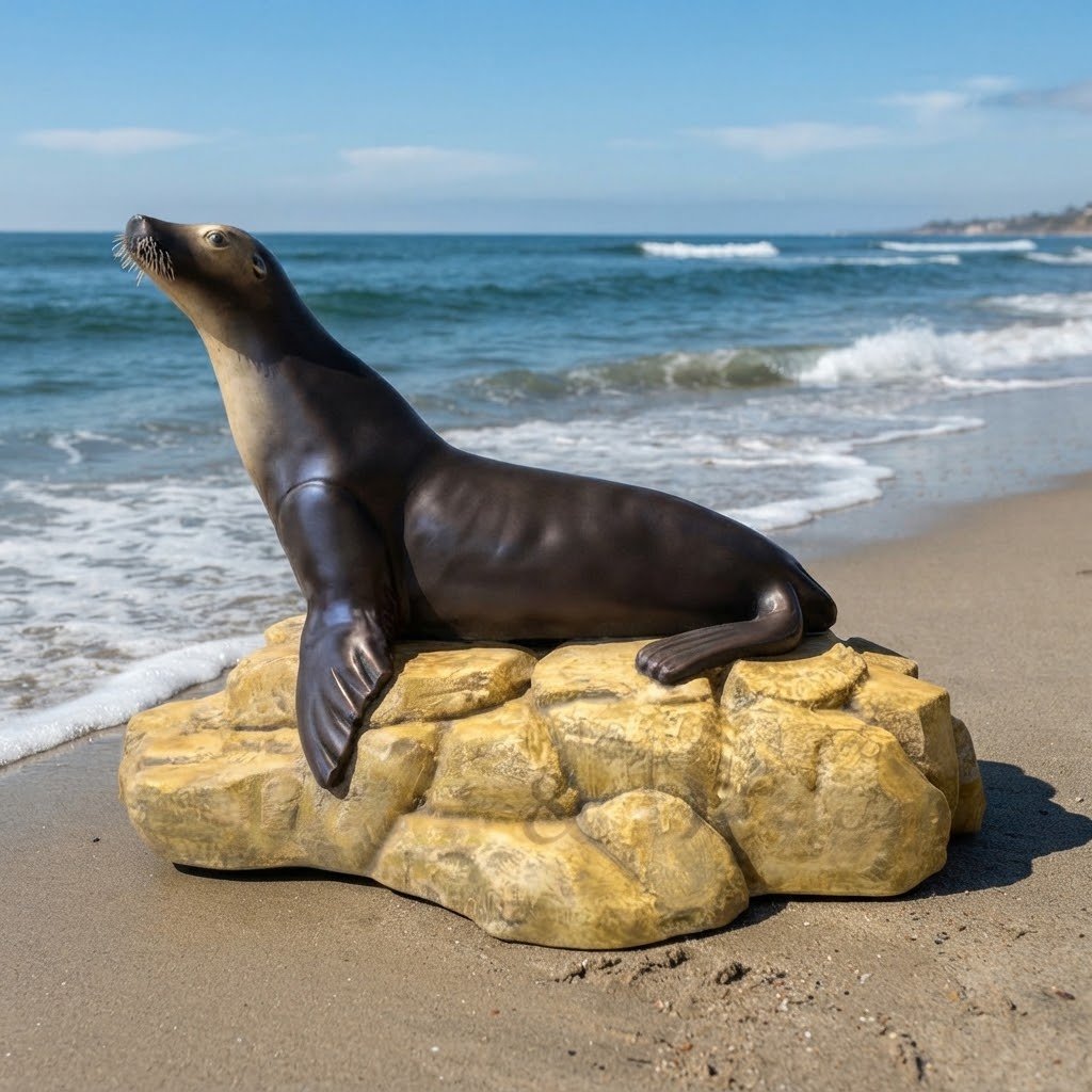 Realistic California Sea Lion Figure for Oceanariums and Parks 235 cm