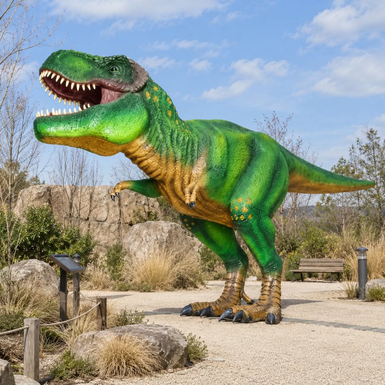 Figura Dinozaur T-Rex z laminatu, zielony tyranozaur do parku dinozaurów 500 cm