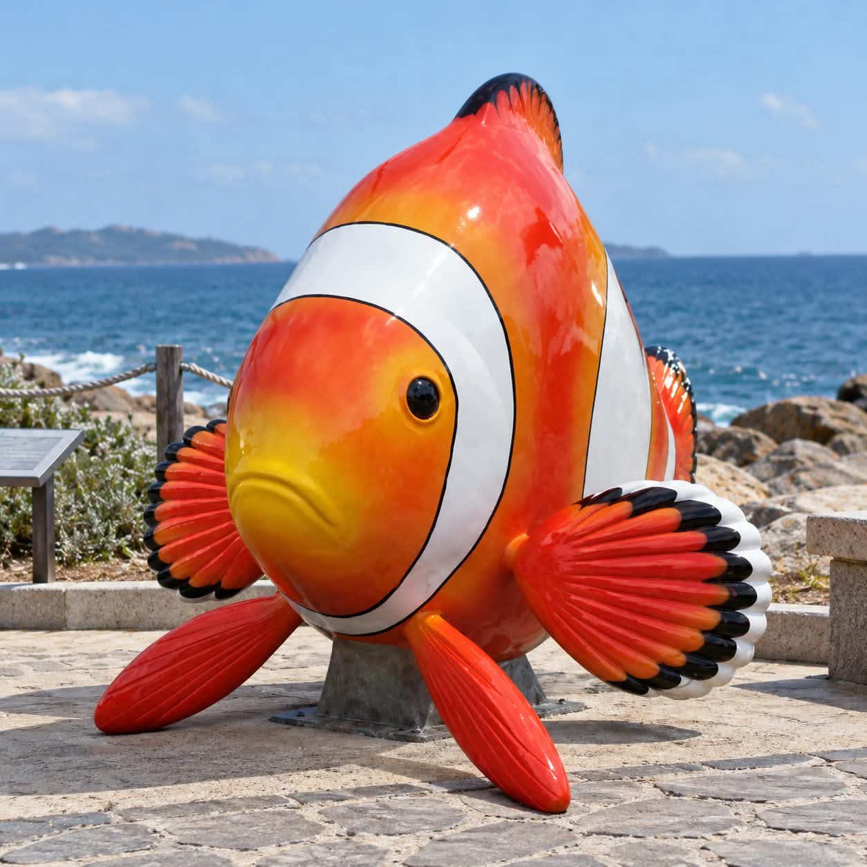 Rybka Nemo, kolorowa, błyszcząca figura do oceanarium i parku 220 cm
