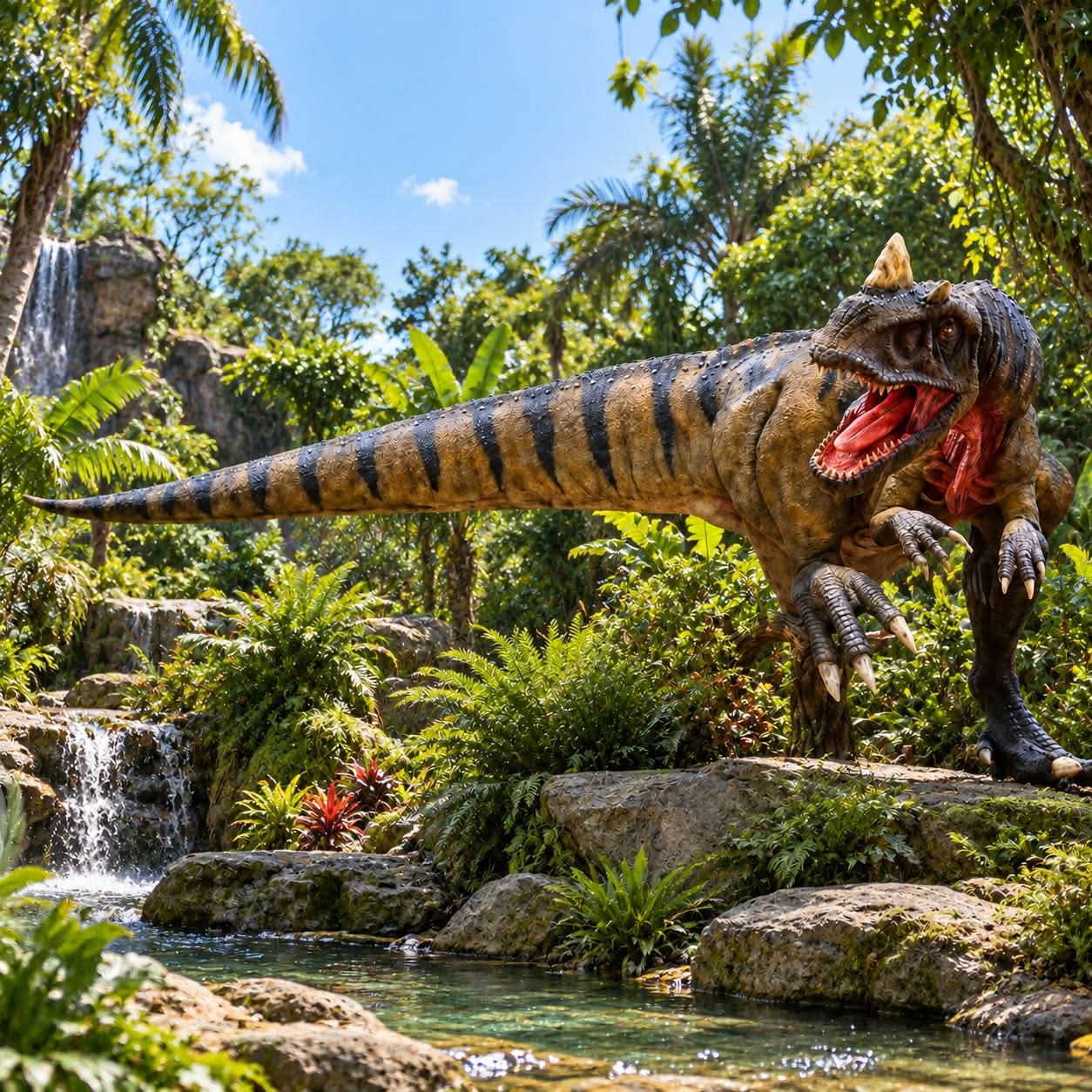 Dinozaur Ceratosaurus pasiasty z laminatu, rogaty teropod do parku dinozaurów 650 cm