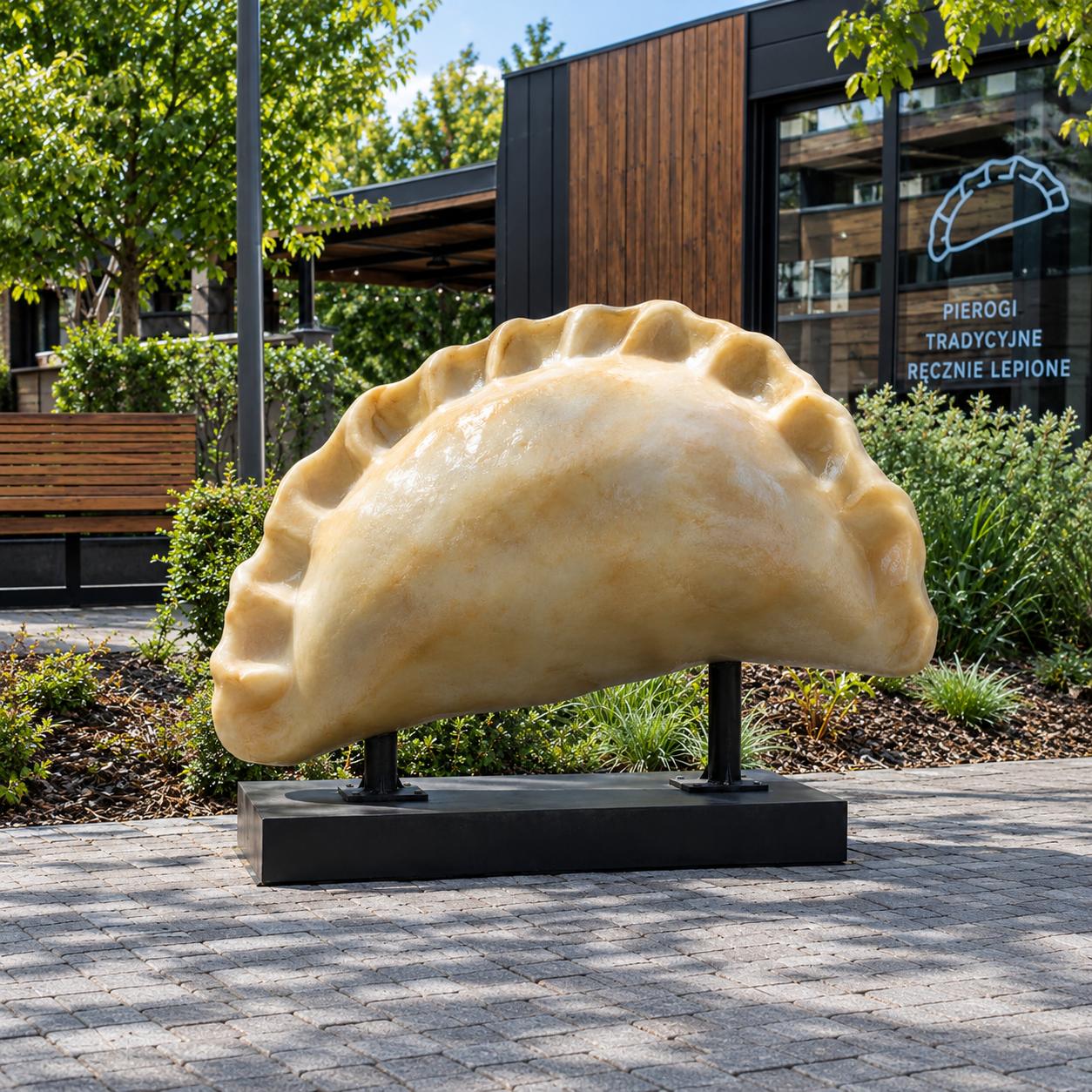 Reklamowa figura pieroga na stojaku do restauracji i food courtu 140 cm