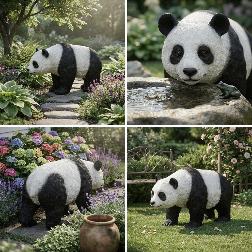 Naturalnej wielkości figura pandy do ogrodu zoologicznego 140 cm