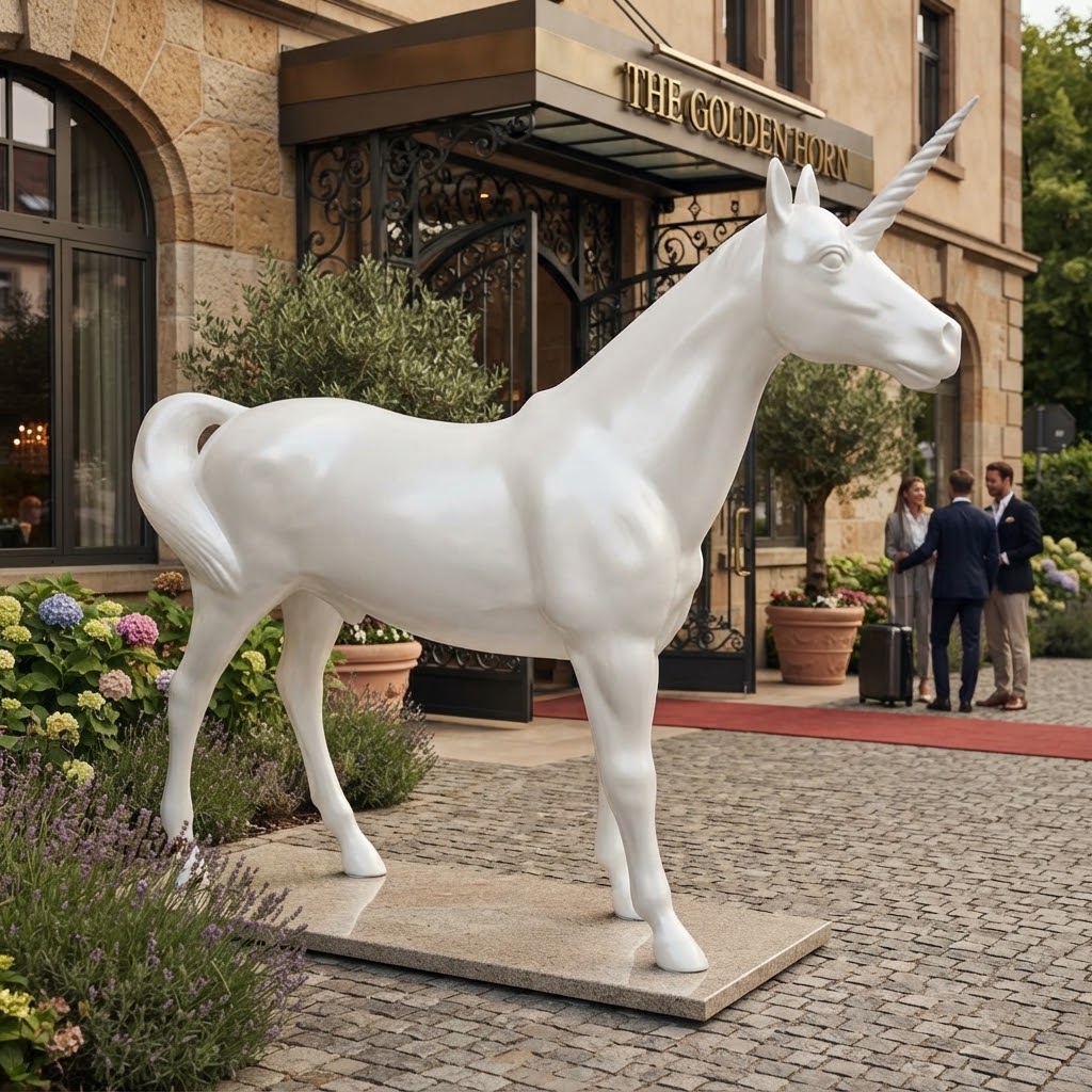 Ekskluzywna figura jednorożca do hotelu i ogrodu 230 cm