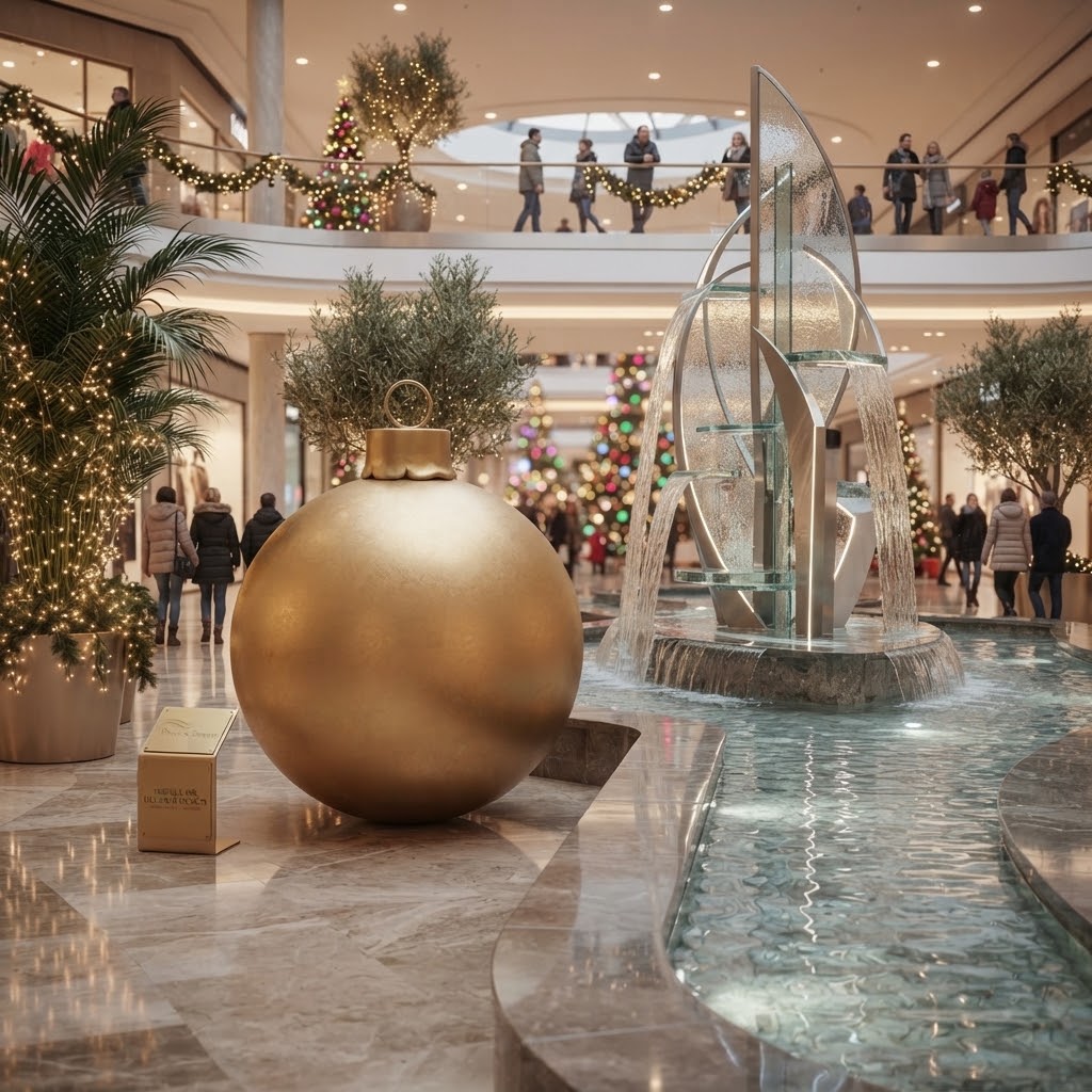 Świąteczna figura złotej bombki do centrum handlowego i wystawy 150 cm