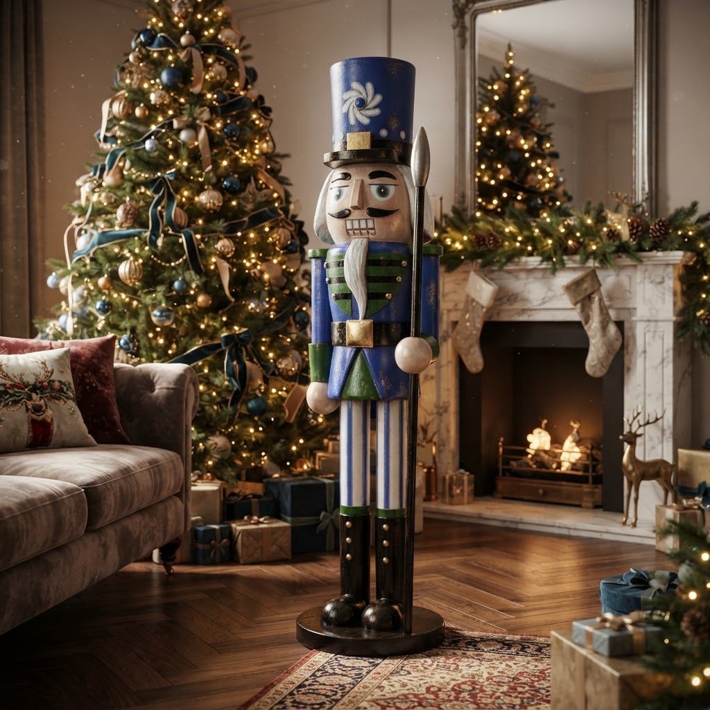 Bożonarodzeniowa figura dziadka do orzechów z halabardą do domu i salonu 140 cm