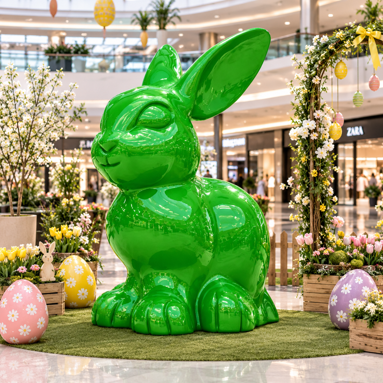 Zielony zając wielkanocny – wielka figura do galerii handlowej 200 cm